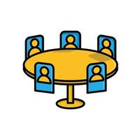 Remote Work. Online meeting icon. Round table room with avatar icon. collaboration, online, remote. Isometric design style vector