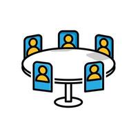 Remote Work. Online meeting icon. Round table room with avatar icon. collaboration, online, remote. Mixed design style vector