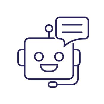 ai icono. ai personal asistente. voz asistente. micrófono con larva del moscardón rostro. ui, educación. contorno diseño estilo vector