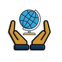 education icon. Subject Icon Geography in hand. globe with white background. smart. isometric style vector