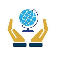 education icon. Subject Icon Geography in hand. Globe, smart, learning, clever. Flat design vector