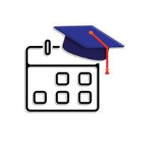 education icon. academic calendar. calendar with graduation cap icon. smart. Mixed design style vector