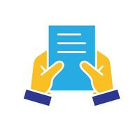 Remote Work. Shared docs icon. Two hands holding shared document. collaboration. Flat design style vector