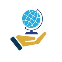 education icon. Subject Icon Geography in hand. Globe, smart, learning, clever. Flat style vector