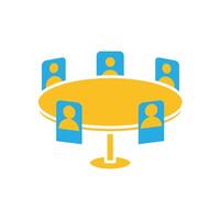 Remote Work. Online meeting icon. Round table room with avatar icon. collaboration, online, remote. Flat design style vector
