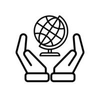 education icon. Subject Icon Geography in hand. learning, clever. Outline design vector