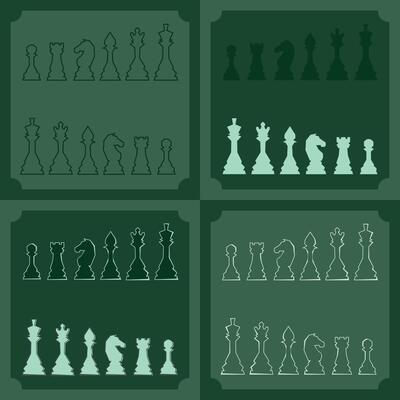 Chess figures icons set. Board game. King,queen,bishop, pawn, horse, knight, rook. International chess day. Chess tournament. Strategy concept