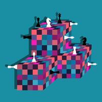 Colorful chess concept. Chess figures background. Chess figures illustration. Chess day concept. Chess toranament poster vector