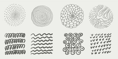 Round scribbles and hand drawn circles. Modern abstract black doodle set. sketch of trendy shapes. Contemporary circular line elements. Pen style graphic design isolated on white background. vector