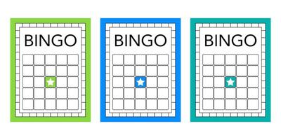 set of empty bingo templates without digits. Blank lotto betting sheets for games of chance. Clean casino game ticket layouts for lottery themes, gambling visuals and entertainment use. vector