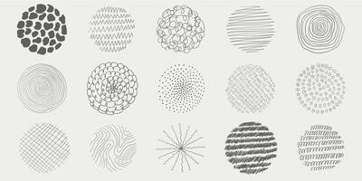 Hand drawn black pen doodles of circular shapes. isolated circles and round sketch lines. Modern abstract trendy design. Graffiti bubble elements. Minimal line scribble set on white background. vector