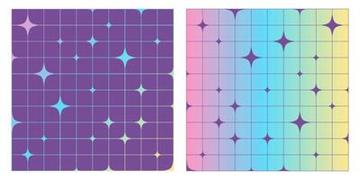 Aesthetic Y2K seamless pattern with geometric stars and simple grid lines in retro cartoon bauhaus design perfect for wallpapers textile prints and surface decoration vector