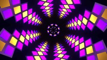 Purple and Yellow Neon Rhomboids Motion Tunnel Background VJ Loop in 4K video