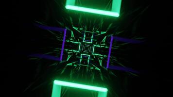 Purple and Turquoise Neon Flashing Mirrored Tunnel Background VJ Loop in 4K video