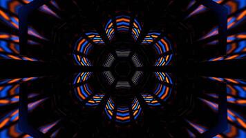 Orange and Blue Hexagonal Neon Mirrored Tunnel Background VJ Loop in 4K video