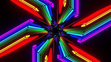 Multicolor Hexagonal Neon Lines Tunnel Background VJ Loop in 4K video