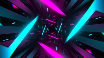 Pink and Cyan Neon Curve in Mirror Tunnel Background VJ Loop in 4K video