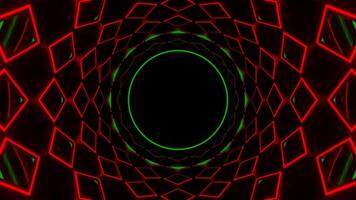 Green and Red Neon Circle in Mirror Tunnel Background VJ Loop in 4K video