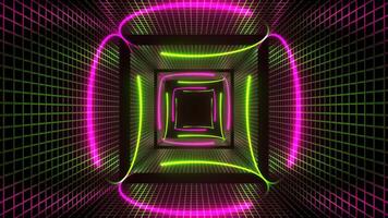 Pink and Green Neon Circle Lights in Square Frames Background VJ Loop in 4K video