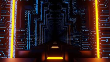 Blue and Orange Chip Shapes Indoors Background VJ Loop in 4K video