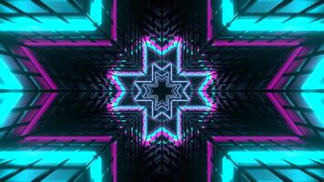 Pink and Cyan Neon Cross-Type Tunnel Background VJ Loop in 4K video