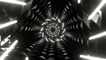 White Neon Spirals in Triangular Tunnel Background VJ Loop in 4K video