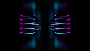 Pink and Cyan Neon Moving to Top in Corridor Background VJ Loop in 4K video