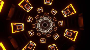 Orange and White Cylindrical Neon Moving Tunnel Background VJ Loop in 4K video