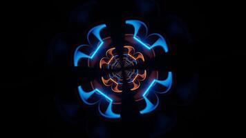 Orange and Blue Neon Glow Clover Tunnel Background VJ Loop in 4K video