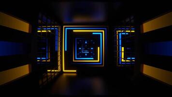 Blue and Yellow Different Neon Lines Tunnel Background VJ Loop in 4K video