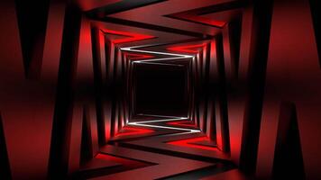 Red and White Neon Curve Lines Corridor Background VJ Loop in 4K video