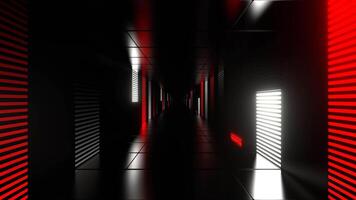 Red and White Neon Light Futuristic Dark Tunnel Background VJ Loop in 4K video