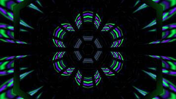 Purple and Turquoise Hexagonal Neon Mirrored Tunnel Background VJ Loop in 4K video