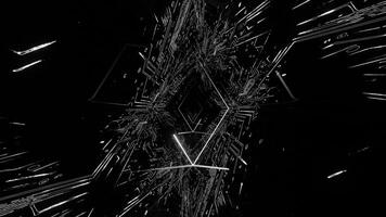 White Neon Chip Rhomboid Tunnel Background VJ Loop in 4K video