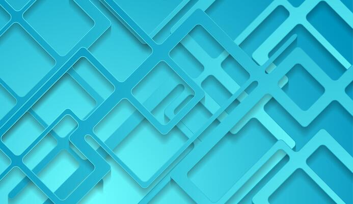 Abstract bright blue paper stripes tech geometric background