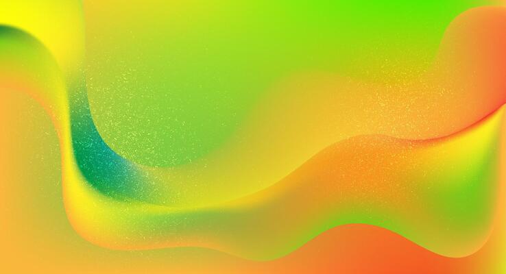 Abstract green and orange liquid wavy shapes futuristic grainy background