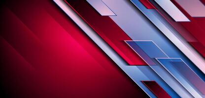 Red and blue stripes geometric minimal abstract glossy background vector