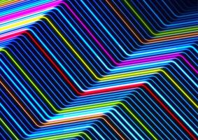 Colorful neon curved lines abstract futuristic geometric background vector