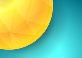 Bright yellow sphere with low poly plexus texture on blue background vector