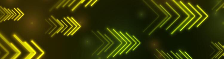 Bright green yellow abstract neon arrows tech sci-fi background vector