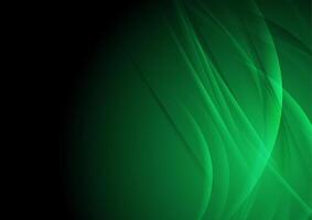 Green glossy waves and stripes abstract futuristic background vector