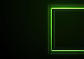 Bright green neon square abstract technology background vector