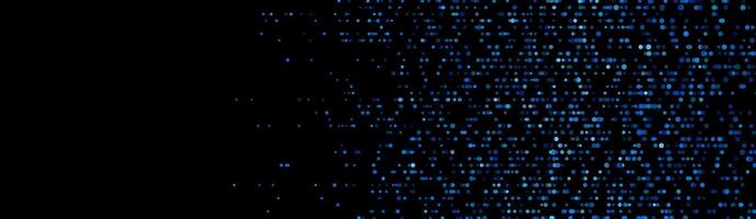 Sparkling blue dots on black background, abstract tech banner design vector