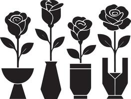 A set of Rose flower with unique flower top vector