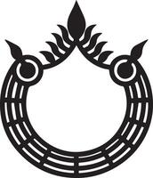 Classic Oriental Motif in Flat circular frame vector