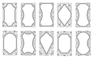Collection of Elegant Ornate Frames and Borders for Various Design Purposes. with line art design style vector