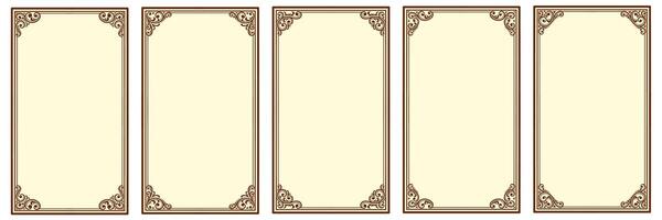 Set of Decorative Frames with Ornate Corners. Collection of vintage floral border design frames vector
