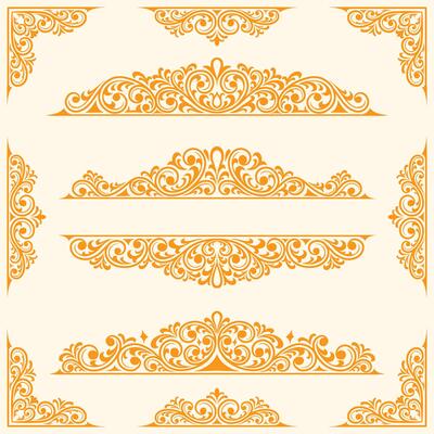 Elegant Ornamental Borders and Corners Collection. with graphic design line art style
