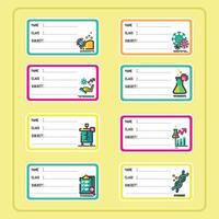 Colorful science subject labels for classroom use vector