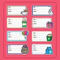 Colorful name labels with illustrations vector